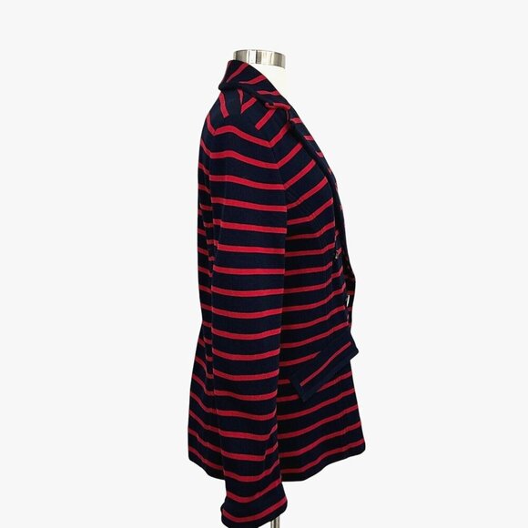 Veronica Beard Fontana Blazer Striped Double Breasted Jacket Size L Red Navy - Picture 6 of 12